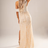 Nude with sparkling lace and beads all over the mermaid dress (sample sale)