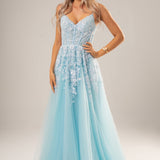 Baby blue tulle corset lace princess dress with lace up back for hire