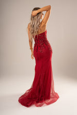 Sparkling dark red mermaid dress with bustier top