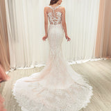 Blush pink chantilly lace  mermaid dress