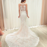 Blush pink chantilly lace  mermaid dress