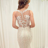 Blush pink chantilly lace  mermaid dress