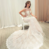 Blush pink chantilly lace  mermaid dress
