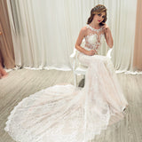 Blush pink chantilly lace  mermaid dress