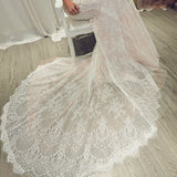Blush pink chantilly lace  mermaid dress