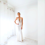 White vine lace on nude mermaid dress (sales)