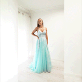Baby blue tulle corset lace princess dress with lace up back for hire